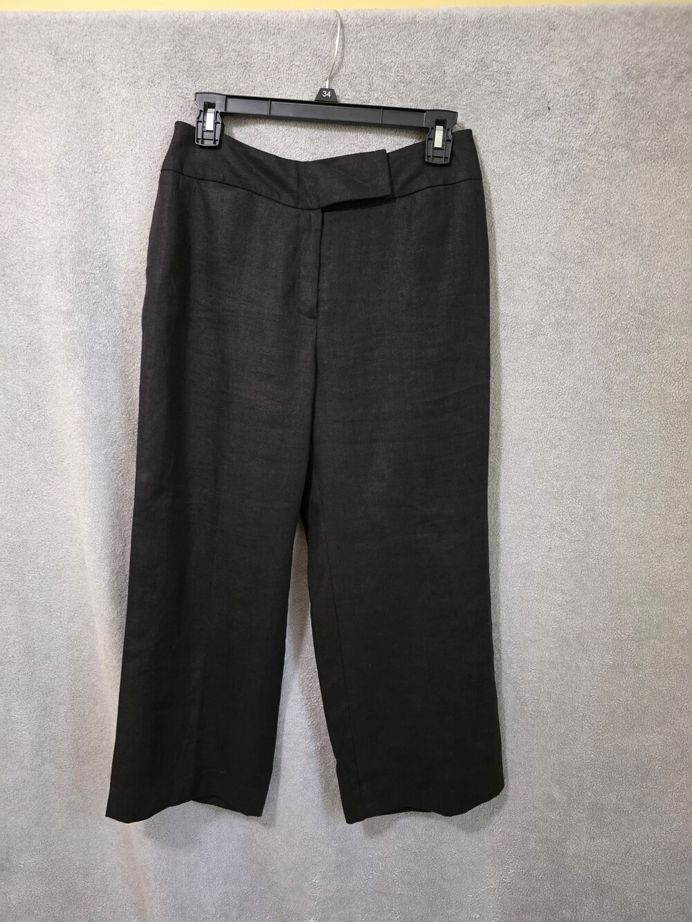 Vintage Talbots Petites Wide Leg Cropped Irish Linen Pants Size 6 Black